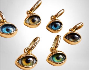 Small Evil Eye Pendant | Sterling Silver & 18k Gold Charm | Protection Jewelry