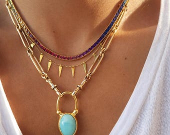 Hangslot met natuursteen