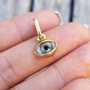 Evil eye small gold silver cute pendant 18k