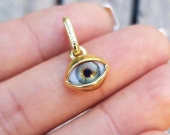 Evil eye small gold silver cute pendant 18k