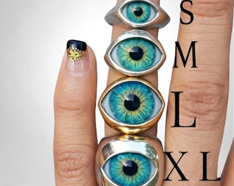 TURKOOIS oogring prothese, sterlingzilveren zegelring, gotische sieraden