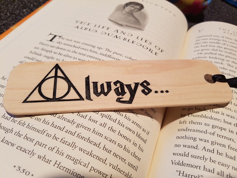 Deathly Hallows Always Wooden Bookmark | Etsy