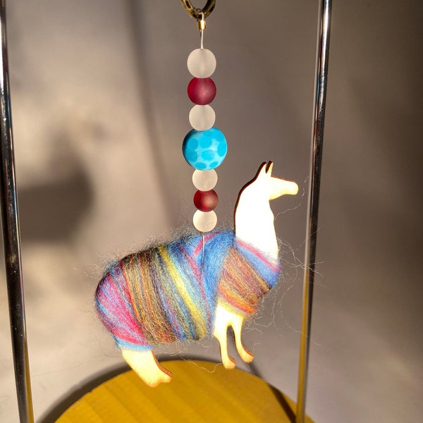 Alpaca Ornament-turquoise and red