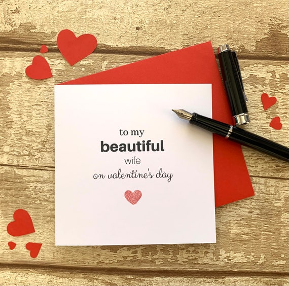 Valentines Card 'to my beautiful wife on valentines day' funny, cheeky, humorous, witty, heart, wife