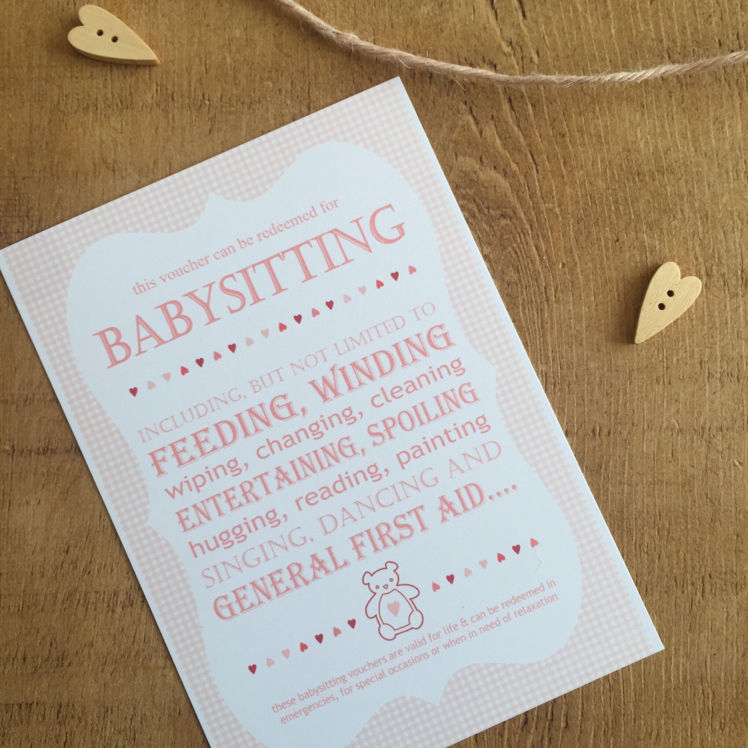 Babysitting Voucher Baby Shower Game Prize pack of 4 Etsy UK