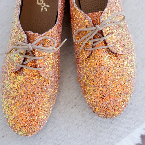 Sparkle Women Oxford Shoes Handmade Glitter Oxford Ties Etsy