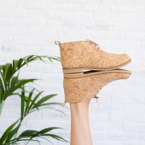 Women Shoes Vegan Handmade Boots By Cork with Gold Flakes Finalist ETSY Design Awards 2020 image 2