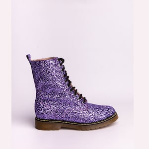 Sparkle Purple Boots Handgemaakte Combat Festival Boots Made in Greece verkrijgbaar in meer kleuren aelia boots