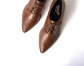 Vegan oxford brown  pointed shoes