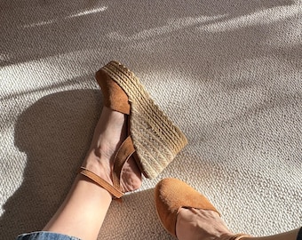 Platform heels heart with open heel. Espadrille Wedge black , beige and brown.  Shoes, Wedge Shoes, Summer Shoes, flatforms, gift for Her