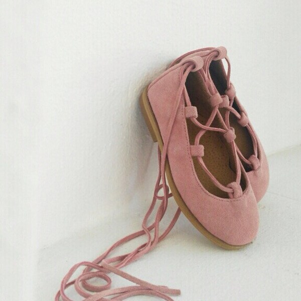 Little ballerinas lace up pink shoes for little girl / handmade/ leather shoe / made in Greece by aelia