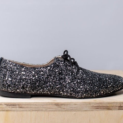 Sparkle Black Oxford Shoes Bling Shoes Black Glitter Swing - Etsy