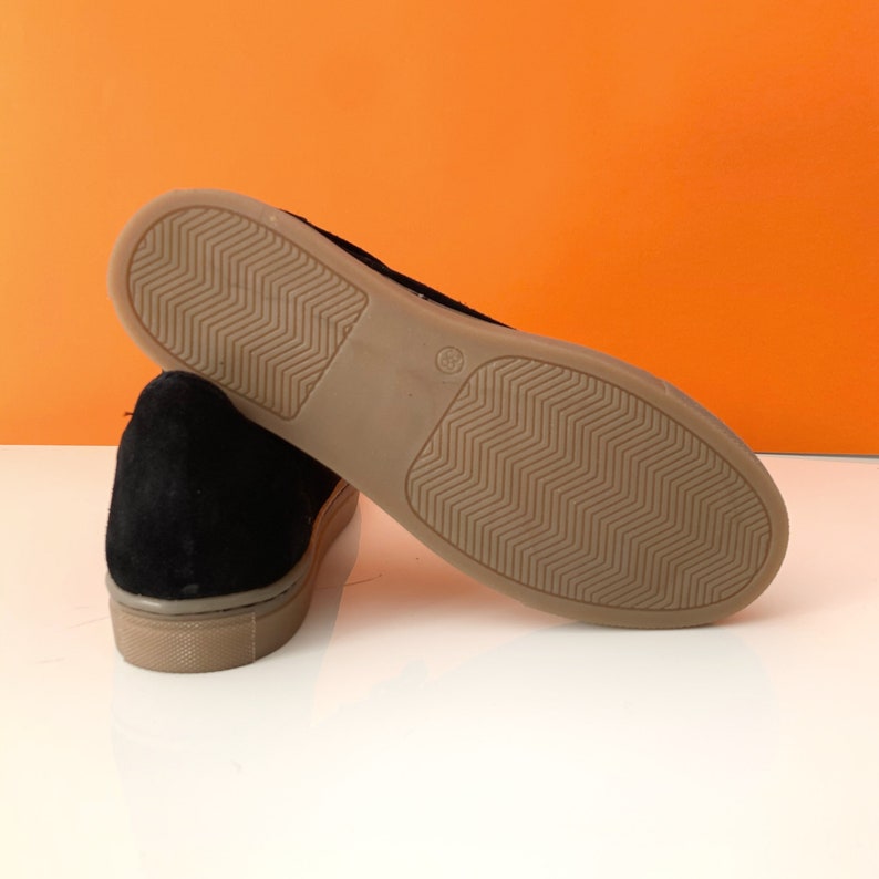 Black Sneakers handmade suede leather ties shoes | Etsy