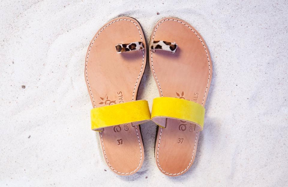 Aelia Greek Sandals / Aristocratic/yellow and Animal Print - Etsy