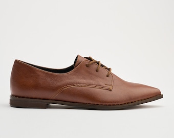 Vegan oxford brown  pointed shoes