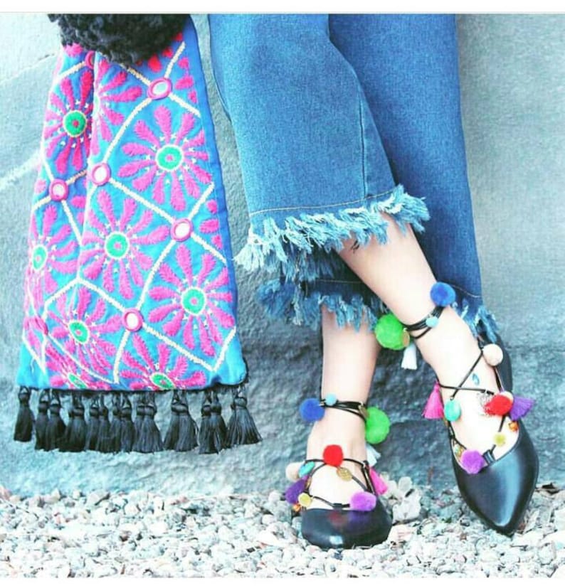 lace up pointed toe flats