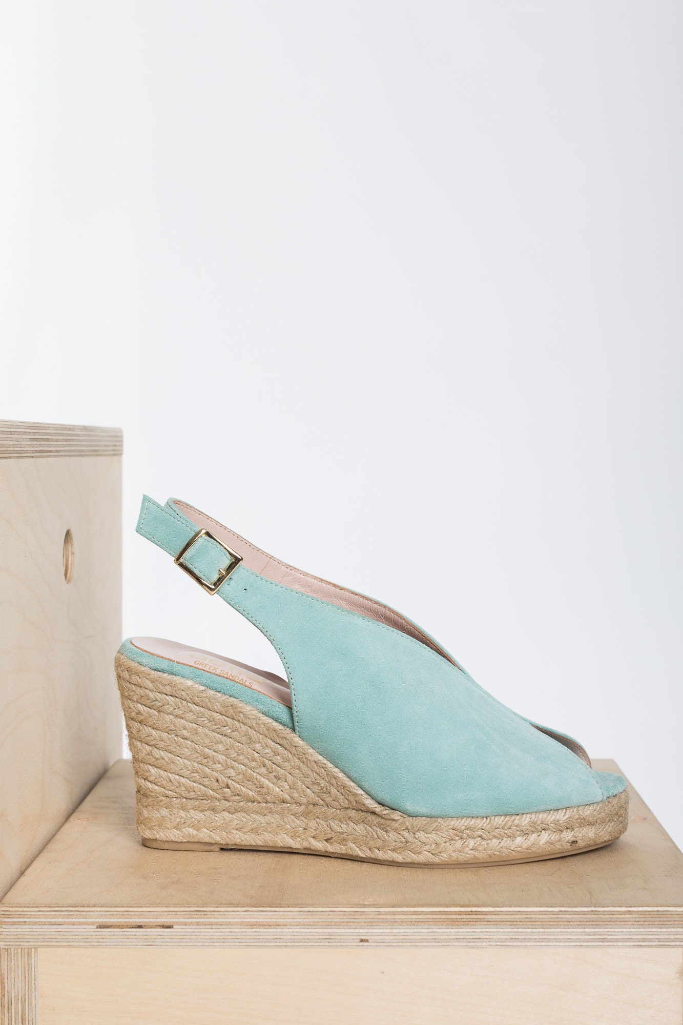 Mint Wedge Espdrilles tulip suede leather | Etsy