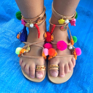 boho greek handmade leather sandals for girl on SALE Free Shipping image 8