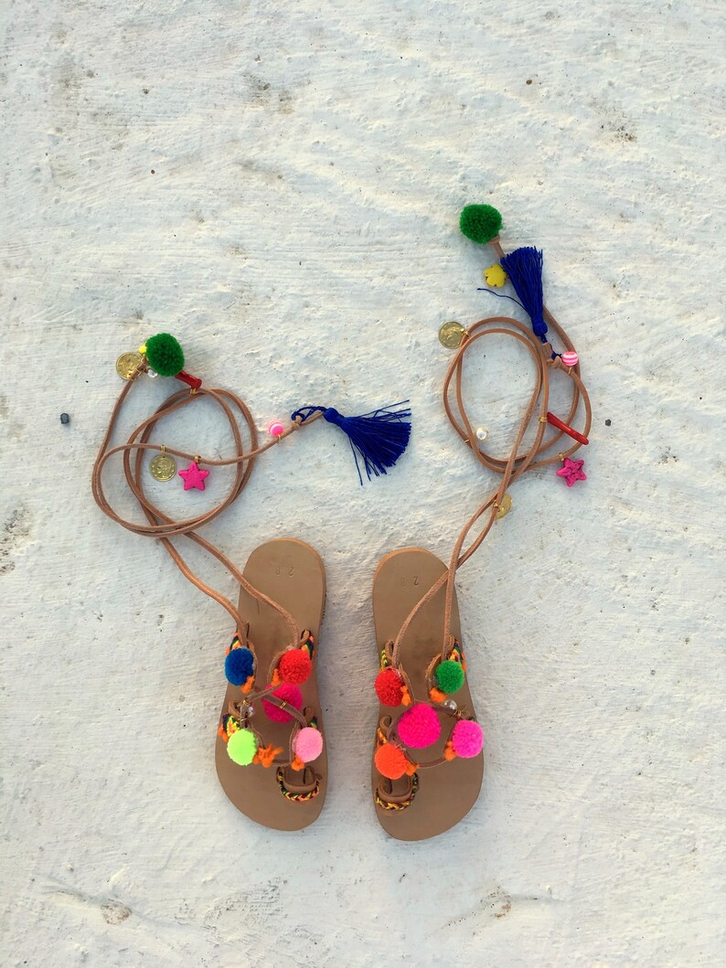 boho greek handmade leather sandals for girl on SALE Free Shipping image 4