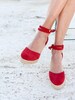 Aria Espadrilles wedge Red suede leather 