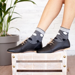 Black Oxford Woman Shoes/Black Leather Shoes/Leather Shoes/Oxford flat Shoes/Flat Shoes/Black Leather Shoes/Unique Shoes/Ties shoes image 4