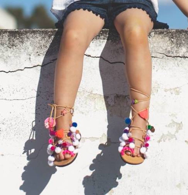 Little girl lace up /tie up gladietor sandals/aelia greek Etsy