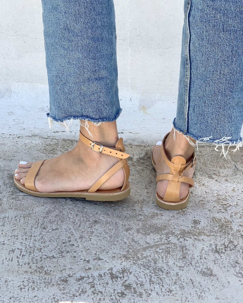 Greek Leather Sandals Women's Ankle Strap Sandals - Etsy