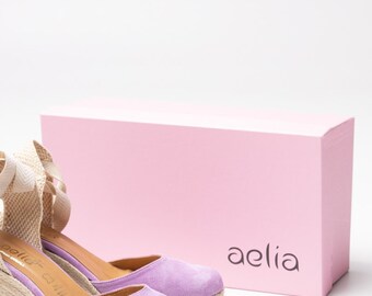 【LILAC】<SOVEREIGN> SUEDE ESPADRILLES/スエード エスパドリーユ Espadrilles Lilac Shoes , Suede Wedge Lilac Espadrilles Handmade