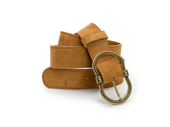 50. Vintage Brown Vegan Leather Belt with Gold Buckle Bradbury Brown and Gold Vegan Leather Belt | 12th Tribe main image 4