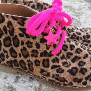 animal print vegan ankle boots/ leopard flat girl shoes/ handmade in Greece / fabric/ fuchsia /school shoes boots image 4