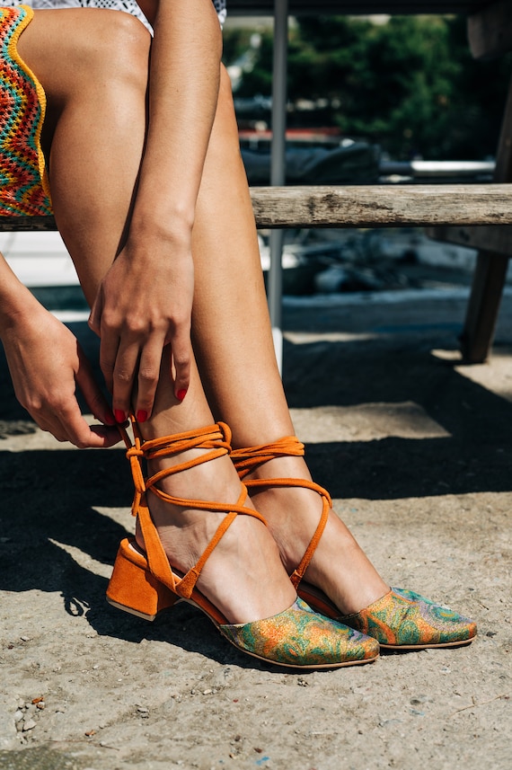 Green multi color heels cheap