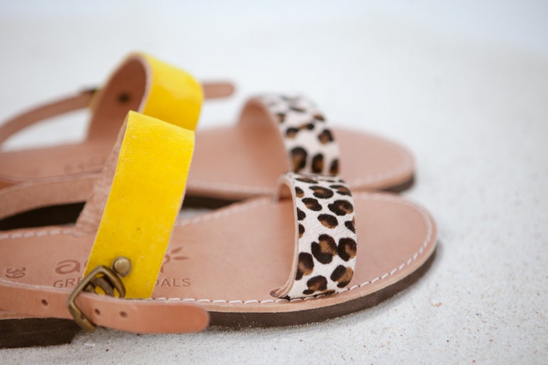 Leather sandals red yellow .handmade Greek product APOSTASY SANDALS image 3