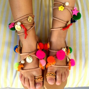 boho greek handmade leather sandals for girl on SALE Free Shipping image 2