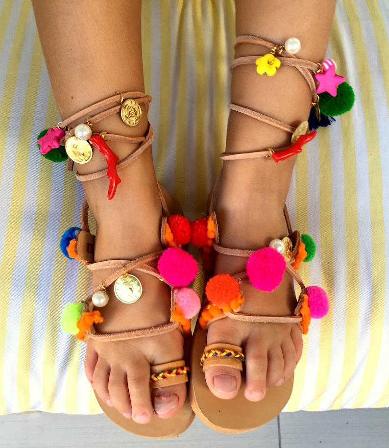 boho greek handmade leather sandals for girl on SALE Free Shipping image 2