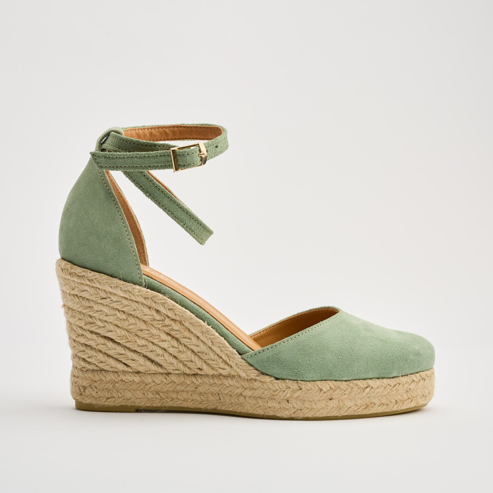 Aria Espadrilles Mint Suede Leather Handmade In Greece by Aelia