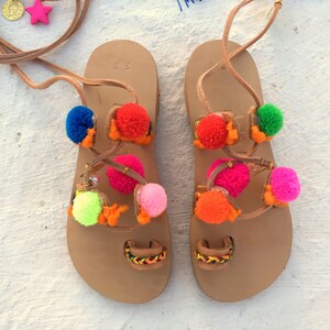 boho greek handmade leather sandals for girl on SALE Free Shipping image 5