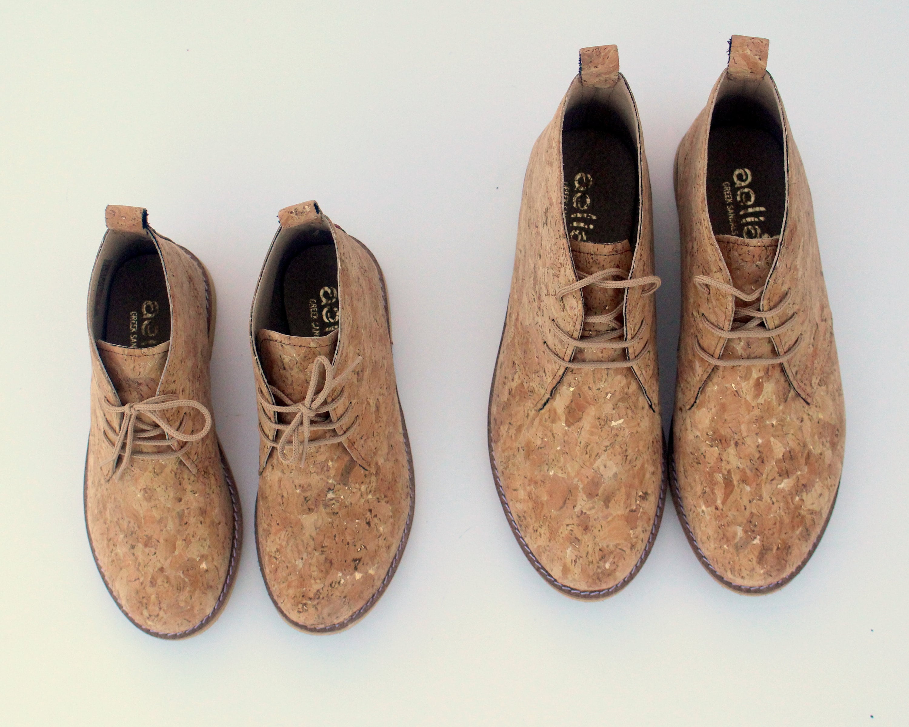 Kids Vegan Shoes Ankle Boots Made by Cork With Gold Flakes