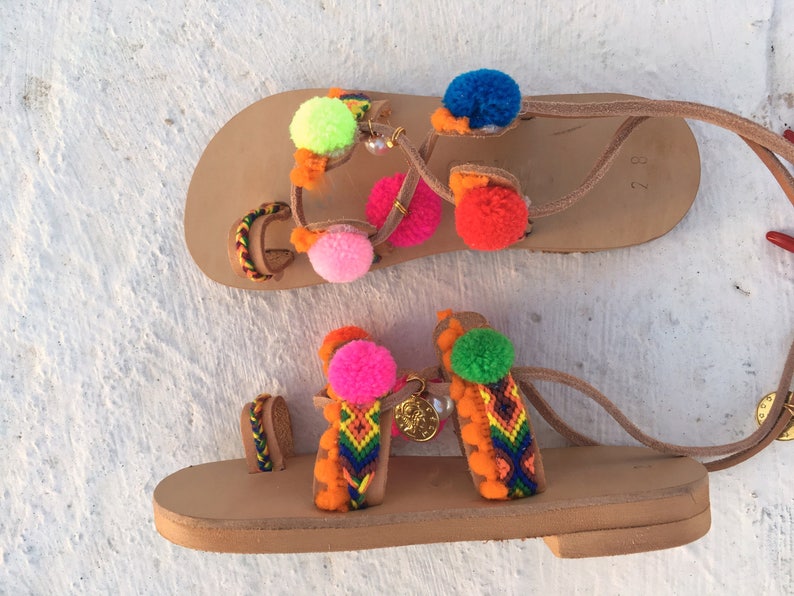 boho greek handmade leather sandals for girl on SALE Free Shipping image 6