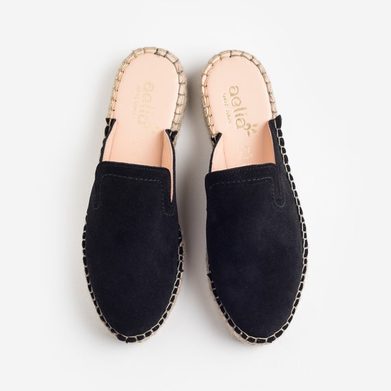 Zwarte espadrilles leer hotsell