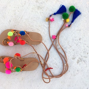 boho greek handmade leather sandals for girl on SALE Free Shipping image 3