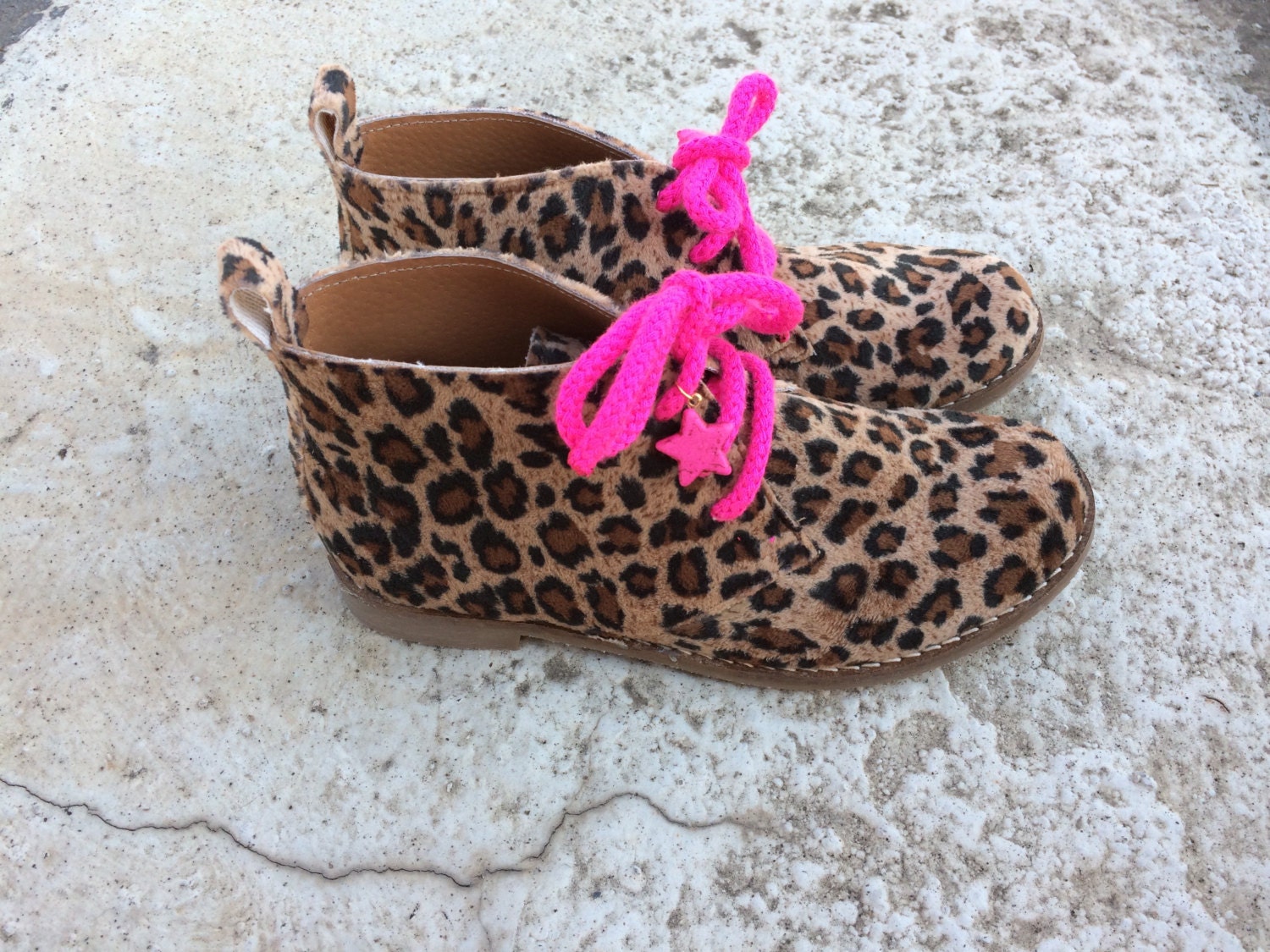 animal print vegan ankle boots/ leopard flat girl shoes/ handmade in ...
