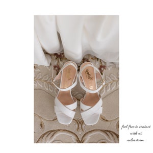 White criss cross platform  women sandals. All day heels .Bridal comfy block heels. high heels white .Vegan leather bridal Shoes