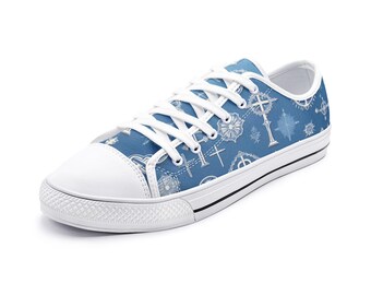 Light Blue Christian Unisex Low Top Canvas Shoes similar to converses