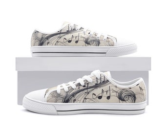 Music Notes in Brown Hues Unisex Low Top Canvas Shoes or similar to converse