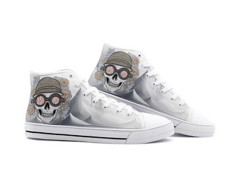 Steampunk Skull Unisex High Top Canvas Shoes Similar to converse