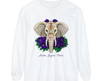 Alpha Sigma Theta Unisex Garment-dyed Long Sleeve T-Shirt
