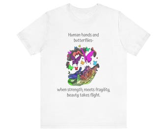 Butterflies and Hands Colors Unisex Jersey Short Sleeve Tee