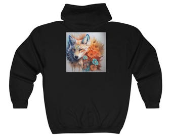 Fox Watercolor Unisex Heavy Blend™ Full Zip Hooded Sweatshirt
