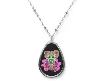 Flower Frog Oval Necklace