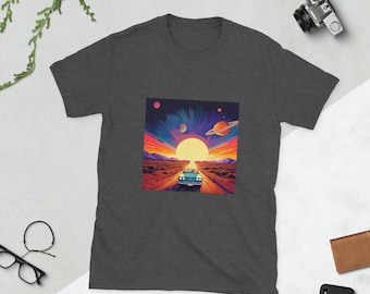 Take the Road Less Traveled Science Fiction Retro Futurism Distant Planet On Short-Sleeve Unisex T-Shirt